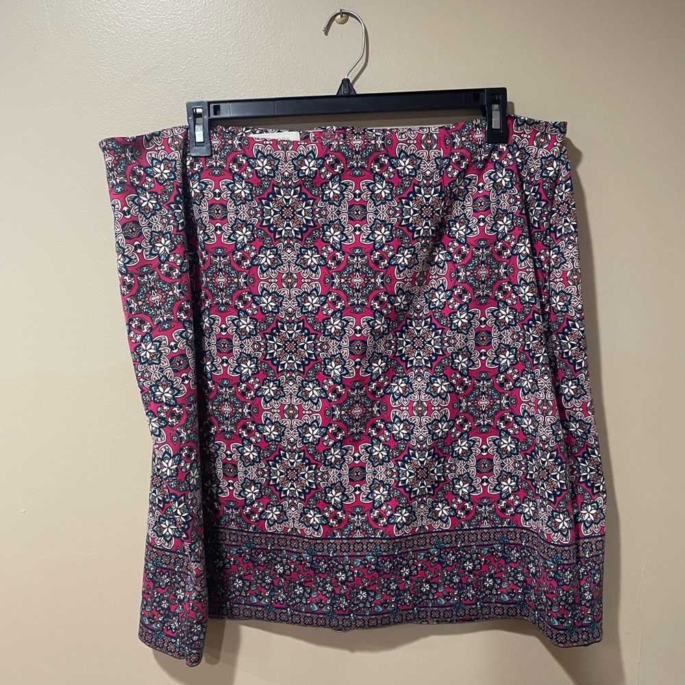 Talbots Vibrant Pink and Black Patterned Pencil Skirt
